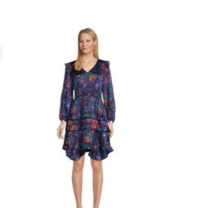 The Pioneer Woman Tiered Ruffle Dress with Long Sleeves, Women's Size L